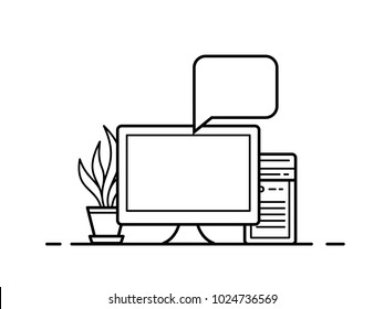 Personal computer icon. Clean and simple PC icon with two application windows. Vector illustration.