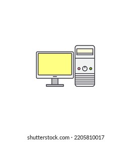 Personal computer icon in color, isolated on white background 