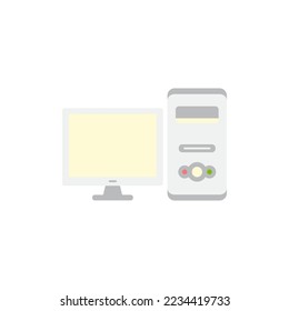 Personal computer icon in color, isolated on white background 
