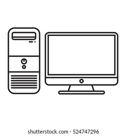 Personal computer icon. Desktop computer Vector illustration on white background. Flat Vector icon