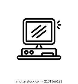  personal computer icon, isolated gadget outline icon in light grey background, perfect for website, blog, logo, graphic design, social media, UI, mobile app, EPS 10 vector illustration