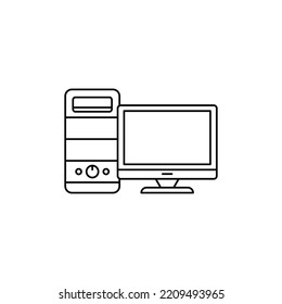 Personal computer icon in line style icon, isolated on white background