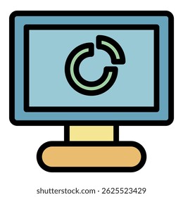 Personal computer icon. Outline personal computer vector icon color flat isolated