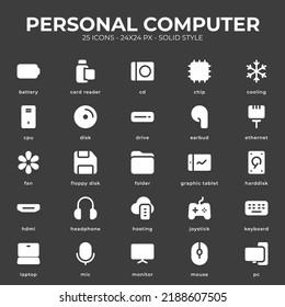 Personal Computer Icon Pack With Black Color