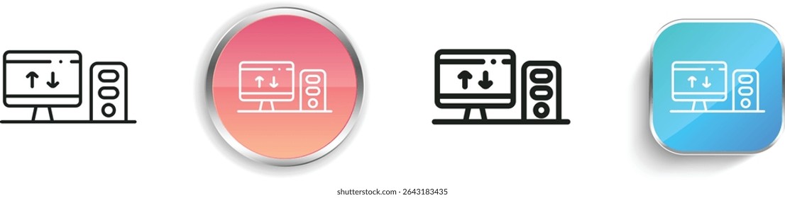 personal computer icon. Thin Linear, Regular and Button Style Design Isolated On White Background
