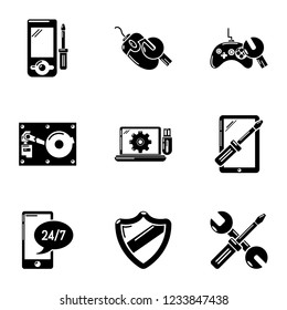 Personal computer icons set. Simple set of 9 personal computer vector icons for web isolated on white background