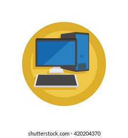 Personal Computer Illustration - Flat Icon