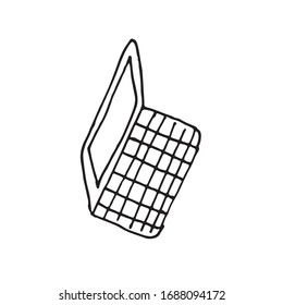 Personal computer isolated on white. Hand drawn simple vector illustration in cartoon doodle style. Element for distant working, education, delivery order at home during quarantine.