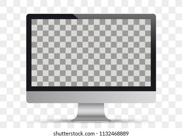 Personal computer monitor mockup on the checked background. Eps 10 vector file. 