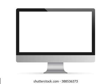 Personal Computer Monitor Mockup On The White Background. Eps 10 Vector File. 