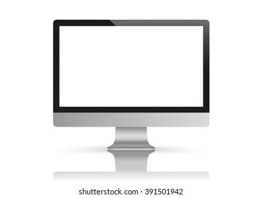 Personal computer monitor mockup on the white background. Eps 10 vector file. 