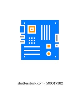 Personal computer motherboard icon vector, filled flat sign, solid colorful pictogram isolated on white, logo illustration