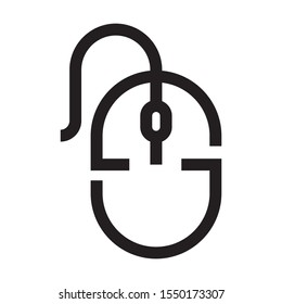Personal Computer mouse icon with cable. Business Element for web apps and mobile concept. PC mouse thin line vector