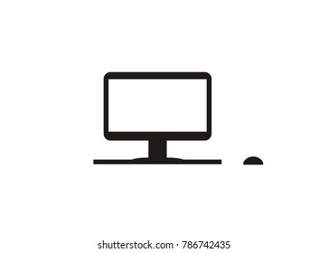 personal computer with mouse, simple icon