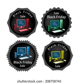 Personal Computer on Black Friday Best Buy Deal Label, for Start Christmas Shopping Season. 