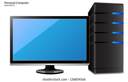 Personal Computer PC, Vector Illustration EPS 10.