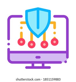 Personal Computer Protection Icon Vector. Outline Personal Computer Protection Sign. Isolated Contour Symbol Illustration