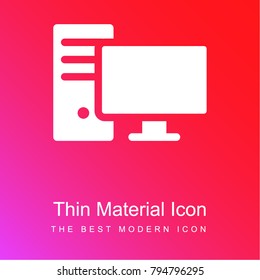 Personal Computer red and pink gradient material white icon minimal design