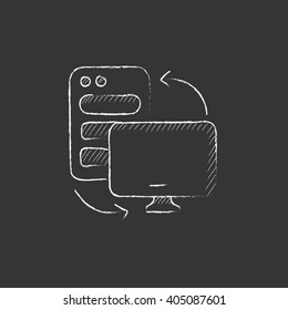 Personal computer set. Drawn in chalk icon.