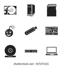 Personal computer set icons in black style. Big collection of personal computer vector symbol stock illustration