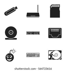 Personal computer set icons in black style. Big collection of personal computer vector symbol stock illustration