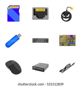 Personal computer set icons in cartoon style. Big collection of personal computer vector symbol stock illustration