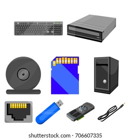 Personal computer set icons in cartoon style. Big collection of personal computer vector symbol stock illustration
