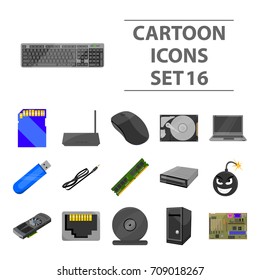 Personal computer set icons in cartoon style. Big collection personal computer vector symbol stock illustration