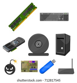 Personal computer set icons in cartoon style. Big collection of personal computer vector symbol stock illustration