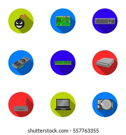 Personal computer set icons in flat style. Big collection of personal computer vector symbol stock illustration