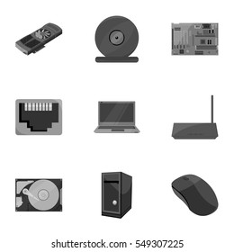 Personal computer set icons in monochrome style. Big collection of personal computer vector symbol stock illustration