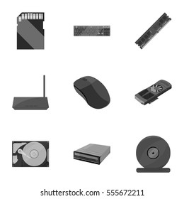 Personal computer set icons in monochrome style. Big collection of personal computer vector symbol stock illustration