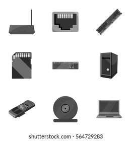 Personal computer set icons in monochrome style. Big collection of personal computer vector symbol stock illustration