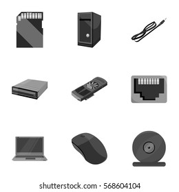 Personal computer set icons in monochrome style. Big collection of personal computer vector symbol stock illustration