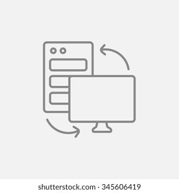 Icono de línea de ajuste de ordenador personal para web, móvil e infografías. Icono vector de gris oscuro aislado en fondo gris claro.