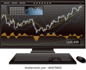 Personal computer and stock graph of