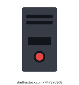 Personal Computer tower isolated on white background, vector illustration.