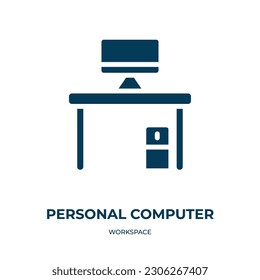 personal computer vector icon. personal computer, internet, computer filled icons from flat workspace concept. Isolated black glyph icon, vector illustration symbol element for web design and mobile 