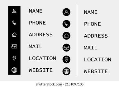 Personal Contact Icons vector set