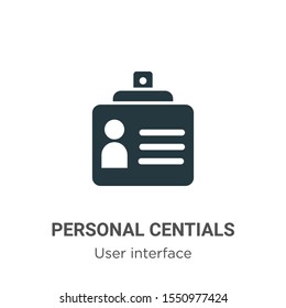 Personal credentials vector icon on white background. Flat vector personal credentials icon symbol sign from modern user interface collection for mobile concept and web apps design.