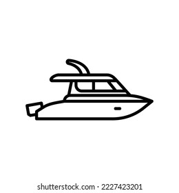 Personal cruiser ship icon for water transportation in black outline style