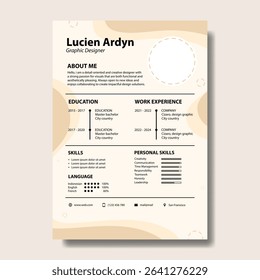 Personal CV of Graphic Designer, includes contact information, resume summary or objective, work experience, education, and skills