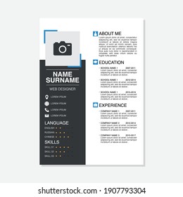 Personal CV Resume modern template design.Editable