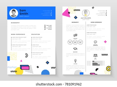 Personal CV- set of modern vector template illustrations