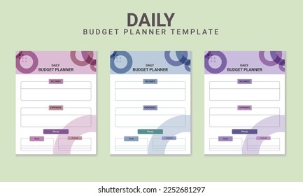 Personal Daily Printable Income and expense Budget Planner Templates.