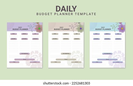 Personal Daily Printable Income and expense Budget Planner Templates.