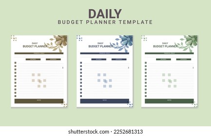 Personal Daily Printable Income and expense Budget Planner Templates.