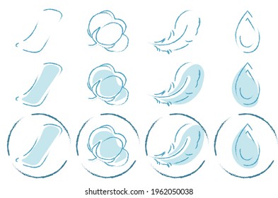 Personal Daily Type Sanitary Towel Blue Colored Vector Icon. Hygiene Feminine Pad In Line Art Style. Napkin Eco-natural Product Cotton Blended, Light Weight And High Absorptive Capacity.  