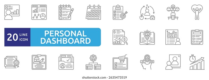 Personal Dashboard icon sheet - flat and modern UI Elements