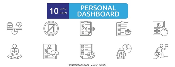 Personal Dashboard icon sheet - flat and modern UI Elements